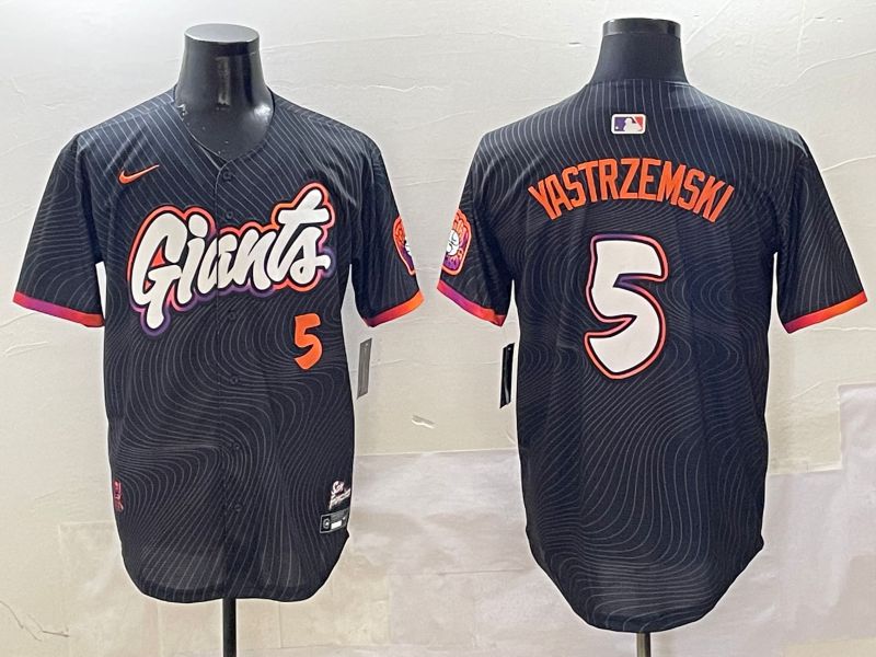 Men San Francisco Giants #5 Yastrzemski Black Second generation Joint Name Nike 2025 MLB Jersey style 10->san francisco giants->MLB Jersey